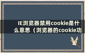 IE浏览器禁用cookie是什么意思（浏览器的cookie功能被禁用 请在手机上启用此功能）